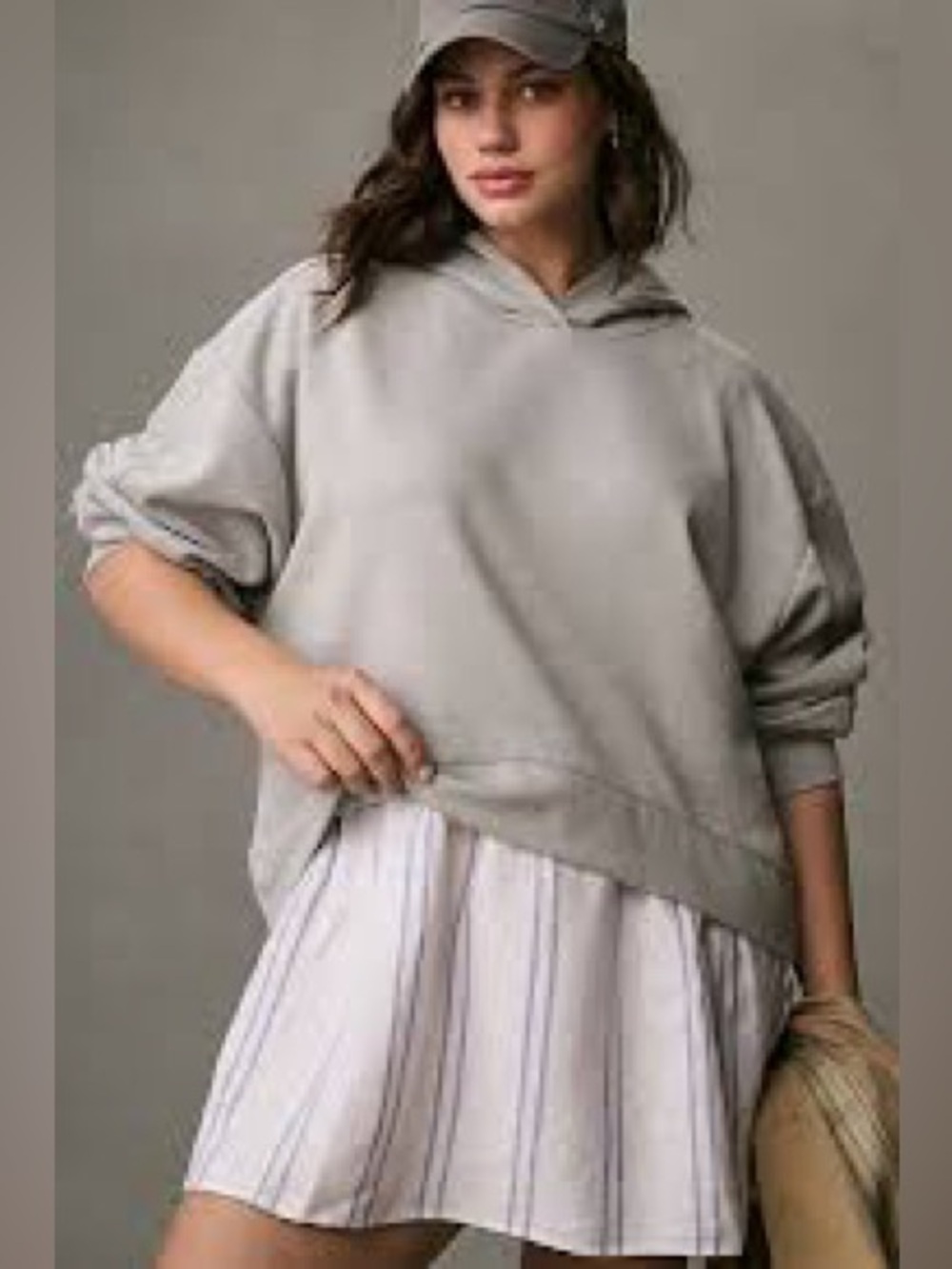 Pilcro Anthropologie Hooded Sweatshirt Twofer Layered Mini Dress Size 2X